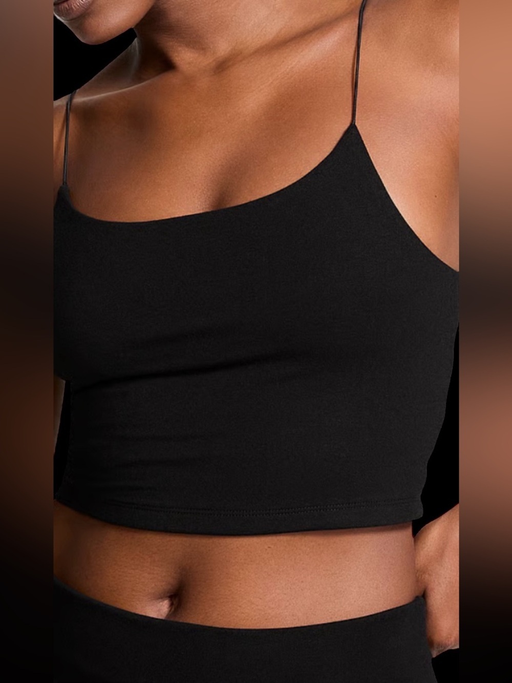 Black Ribbed Spaghetti Strap Tank Top